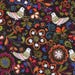 1 yard Michael Miller Birds of Norway Espresso Fine Wale Corduroy Fabric, 100% cotton fabric by the yard, Folk Art, brown purple DESTASH