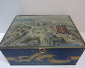 Biscuit Box, Cookie Tin, Large Tin Biscuit Box, Large Cookie Tin, Large Biscuit Box, Scenic Tin, Biscuit Cookie Tin, Biscuit Box,