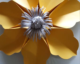 Paper Flower Template and Base PDF with SVG fringe centre #56