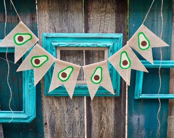 Avocado Burlap Banner Garland Sign