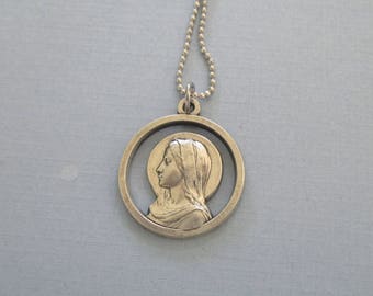 Our Lady of Lourdes Religious Medal - Virgin Mary Necklace - French Religious Medal - Pendant Necklace - Religious Jewelry - Catholic Gifts