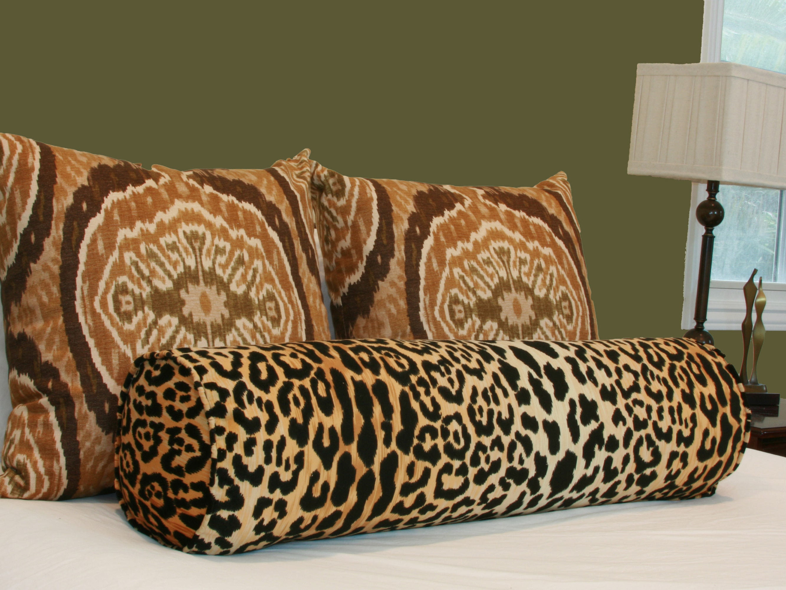 leopard print bolster pillow