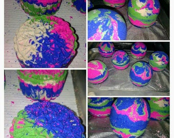 Atomic Balm "Super Nova" Luxury bubble Bombs, scented in Fruit Loops Hollywood bubbles, bath Art, skin loving, 3 in one bubbling bath bomb
