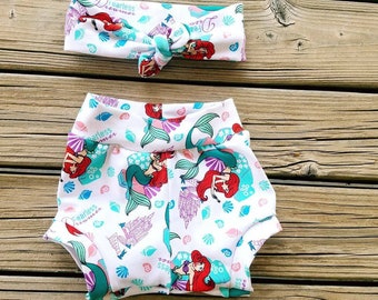 Littlest Mermaid shorts littlest mermaid baby leggings mermaid baby leggings Ariel bummies Ariel baby shorts Ariel baby leggings