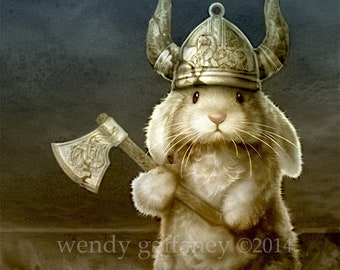 Viking Bunny Fine Art Print 12x15 inches