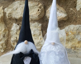 Bride & Groom gnome set, Tomte, Nisse, garden Gnome, tomte nisse, Swedish Gnome, wedding gift, engagement gift, bride decor, groom decor