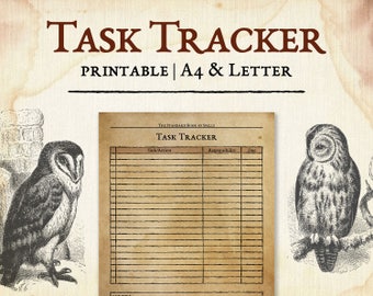 Harry Potter Task Tracker, Task List, Productivity Planner, Student, Project List, Standard Book of Spells, Printable Print A4 Letter
