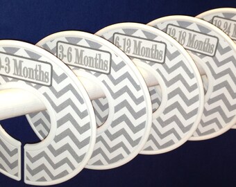 Custom Baby Closet Dividers - Modern Grey White Chevrons CD102 - Baby Boy Girl Shower Gift Nursery - Custom Zig Zag Baby Closet Organizers