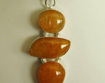 Unique Sunstone Silver Pendant Necklace