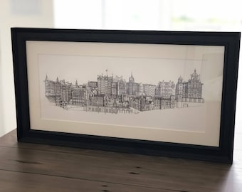 Edinburgh City, Scotland - Sketch of Old Town (FRAMED)
