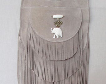 Suede triple fringe cross body bag
