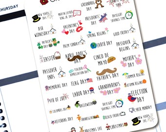 40 Holiday Celebration Stickers - Planner Stickers for Erin Condren Life Planners - H1