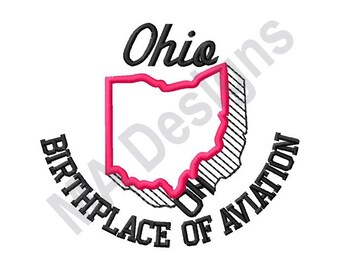 Ohio - Machine Embroidery Design, Birthplace of Aviation