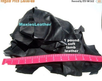 Black leather pieces remnants only black crafts,one pound of leather remnants