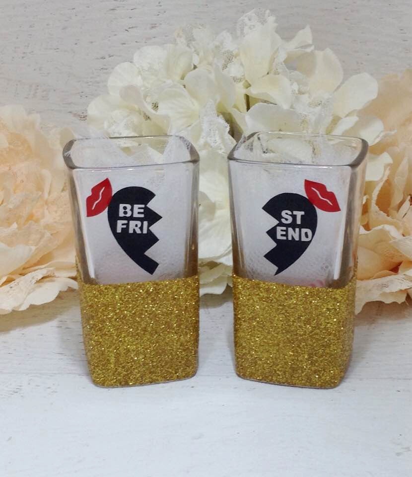 Best Friends Glittered Shot Glasses / Best Friends / Shot