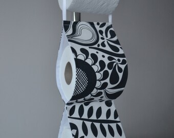 The decorative toilet paper holder storage for 2 rolls - white with navy print.