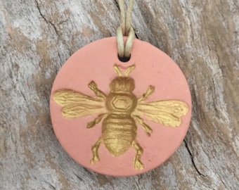 Bee Pendant | Essential Oil Diffuser Necklace | Aromatherapy Stone | Gold Bee Pendant