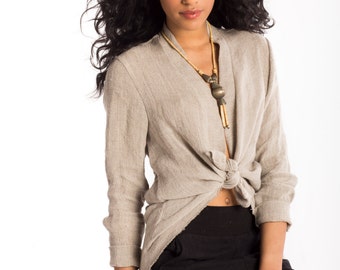 Pretty Birdie's Sheer Hemp linen Blouse