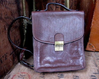 Brown Leather Bag, Vintage Satchel, Italian Leather, Leather Messenger, Cross Body Bag, Leather Satchel, School Satchel, Leather Bag, Purse