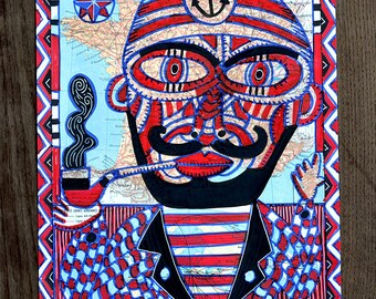 Sailor / original drawing on map
