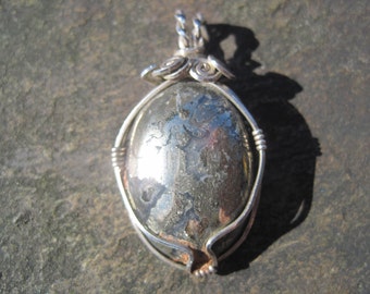Silver Ore Cabochon Wire-Wrapped in Sterling Silver
