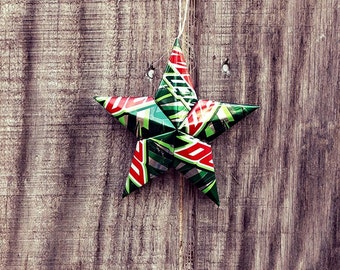 Upcycled Mountain Mt. Dew Soda Can Star Ornament