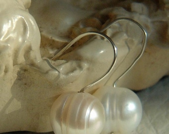 White Pearls and Sterling Silver Earrings