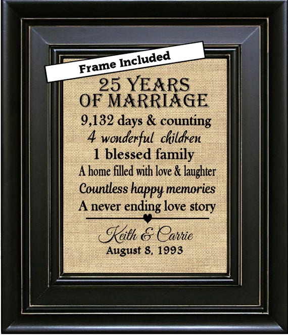 FRAMED 25th Anniversary Gift/25 years of marriage/25th Wedding