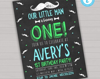 Mustache Birthday Invitation, Mustache Birthday Invite, Mustache Invitation, Mustache Bash, Little Man, Editable Birthday Invitation