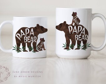 Papa Bear with Cub | Papa bear Baby Bear | PapaBear Mug | Dad Mug | Bear Cub | Bear with Cubs Mug | Daddy Bear | Dad Gift | dad to be