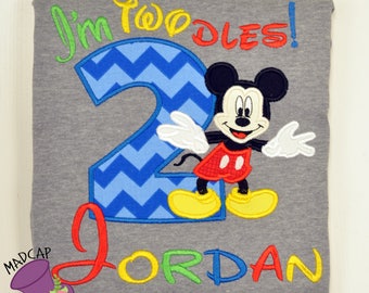 2nd- Twodles -Mickey - Mouse- Club- Inspired- Birthday - oh -Toodles - Shirt - Embroidery -Personalize- Custom -First- Second -Name- party