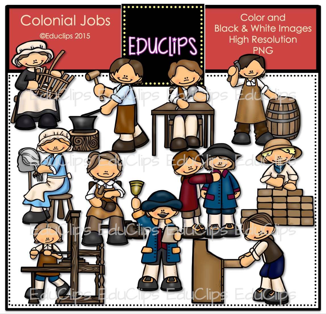colonial jobs clip art bundle jobs images clip art