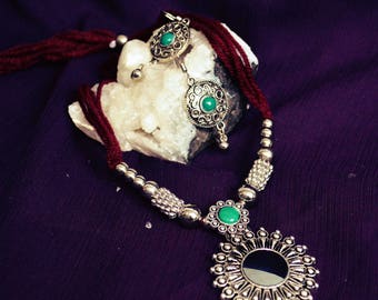 German Oxidized Dual Tone Necklace set