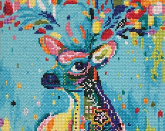 Rhinestone Painting (100% fully covered), Colorful Deer, Jiu Se Lu, Diamond Dotz Diamond Embroidery, Diamond Painting - 40cm x 52cm