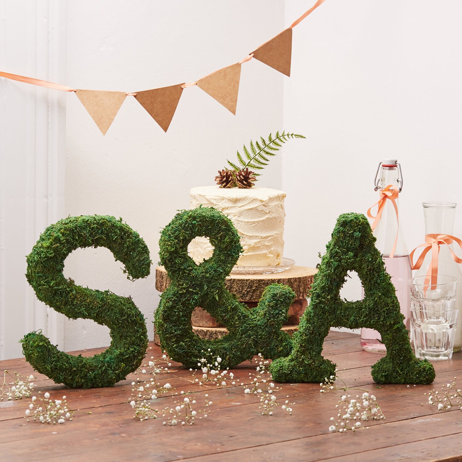 Moss Letters Set Woodland Wedding Rustic Grass Zoom