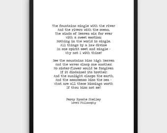 Percy Shelley "Love's Philosophy" Print | Literature Poster, Poem Print, Literature Art, Literature Print, Book Art, Typewriter Quote