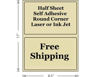 Standard Tan Shipping Labels 8.5x5.5 Half Sheet Self Adhesive Etsy PayPal Stamps InkJet Laser Free Same Day Shipping