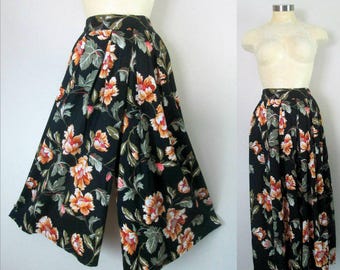 1980s Culottes Skirt Pants With Pockets