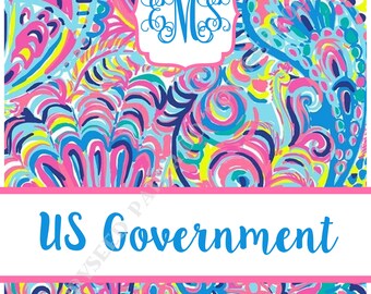 lilly pulitzer binder cover and insert personalized binder cover with monogram and name