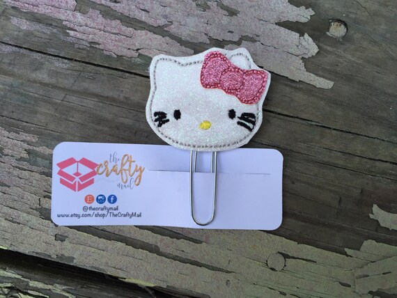 Glitter Kitty Planner Clip/Paper Clip/Feltie Clip. Planner Clip. Kitty planner clip. Cat planner clip