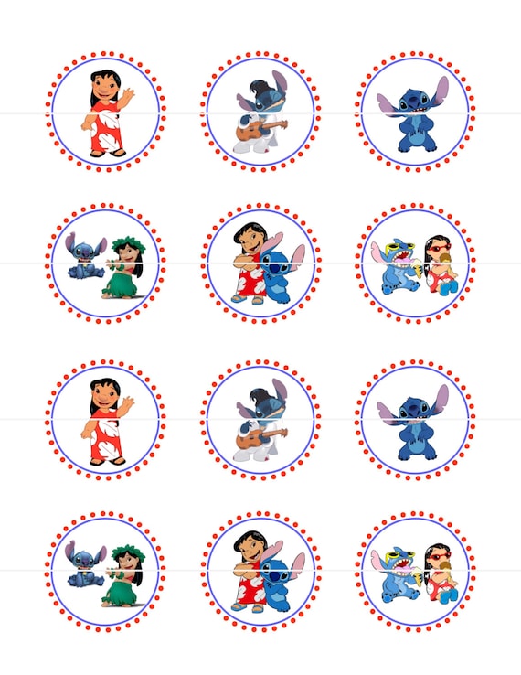 lilo and stitch cupcake toppers stickers diy printable file