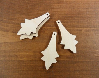 Wood Earrings Flower Shape 2" H x 15/16" W x 1/8" (50mm x 23mm x 3mm) Laser Cut Wood - 12 Pieces