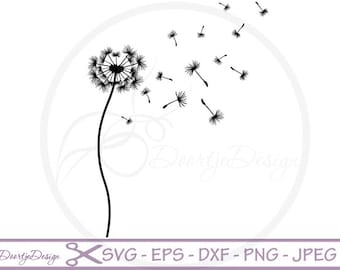 Dandelion SVG vector files for cricut, floral cutting files flowers, clipart floral, silhouette flowers, DXF files dandelion, svg dandelion