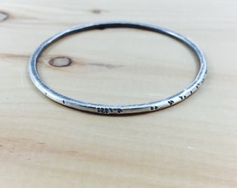 Thick Bangle, Full Bracelet, Textured, Sterling Silver, Bracelet, Stacking, Layering