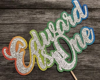 Rainbow Personalised Name One Birthday Cake Topper - First Birthday Topper, Cake Topper, Rainbow Baby Birthday