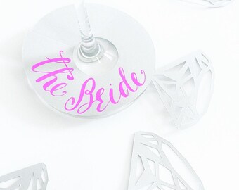 Calligraphy Drink Tags - Set of 10: Bachelorette Party, Bridal Shower, Engagement Party Decor, Wine Tags, Wine Markers