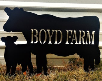 Metal Farm Sign, Custom Farm Sign, Cow Door Sign, Cattle Farm Decor, Cow Decor, Gift for dad, Ranch Decor, Gift for Him, Farm Gate Sign