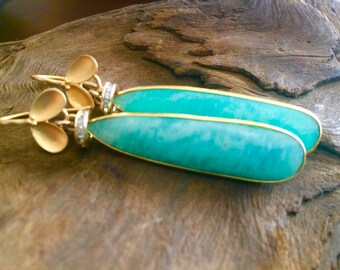 Amazonite and gold vermeil earrings