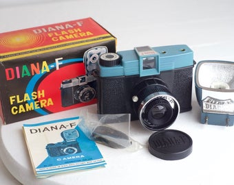 Diana F Flash 120 Medium Format Film Camera, Unused in Box with Flash, Strap, Lens Cap, and Manual