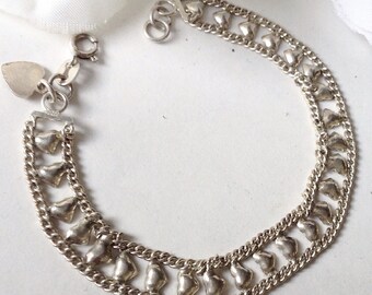 Heart Bracelet, Sterling Silver Love Bracelet ,Silver Sweetheart Bracelet, Sterling Silver Vintage Bracelet, Vintage Jewelry,